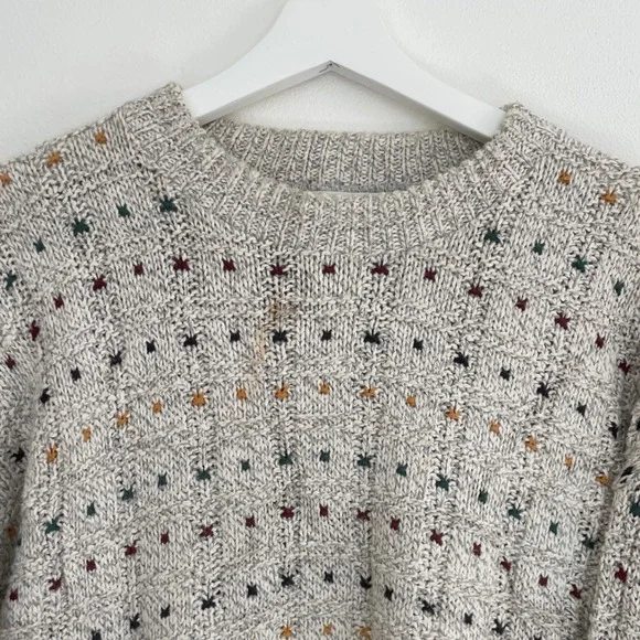 Vitage 1990's Grey Knit Sweater Large Great Lakes Chunky Knit Sweater Cottage - Picture 5 of 10